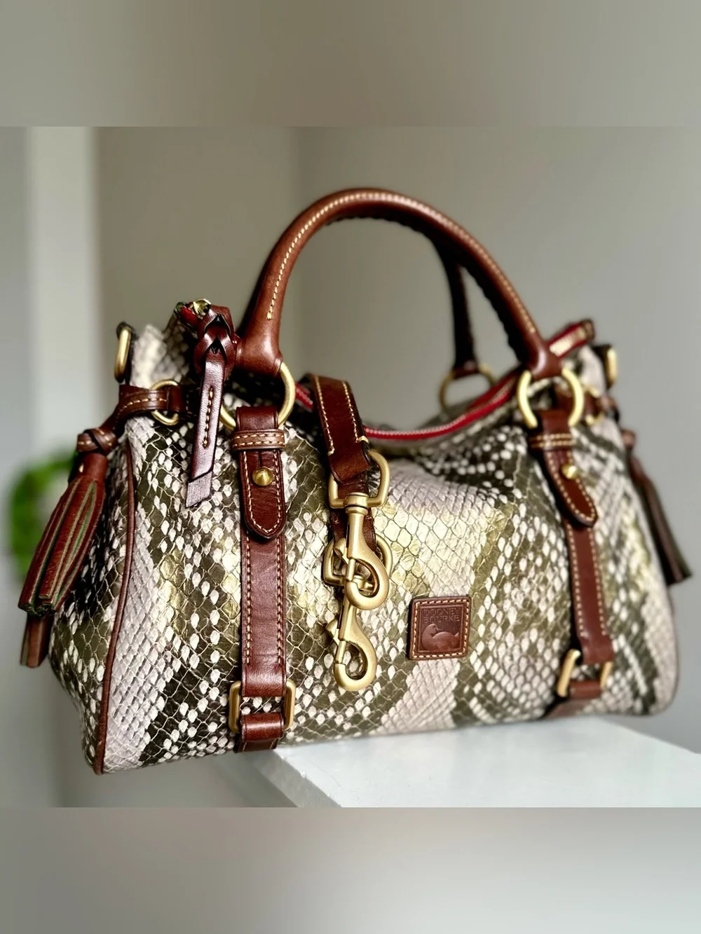 Dooney & Bourke Florentine Satchel Gold Pearl Python LIKE NEW RESERVED for GRACE